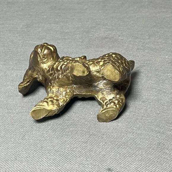 Vintage Brass Poodle Figurine Puppy Dog Decorative Figurine Paperweight 3” Tall - Picture 6 of 8